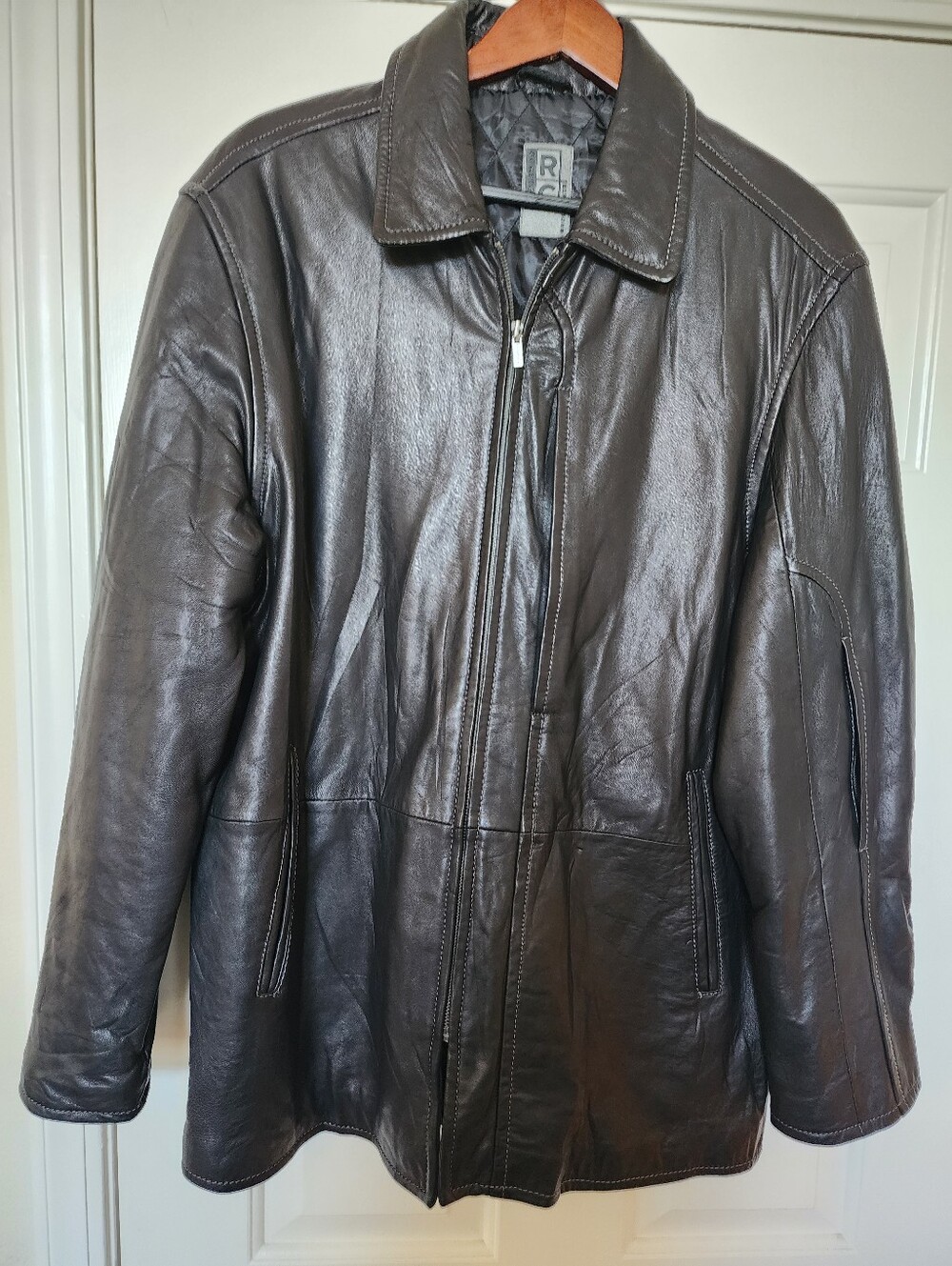 Comstock Rc Expedition Mens Black Leather Zip Front Jacket.